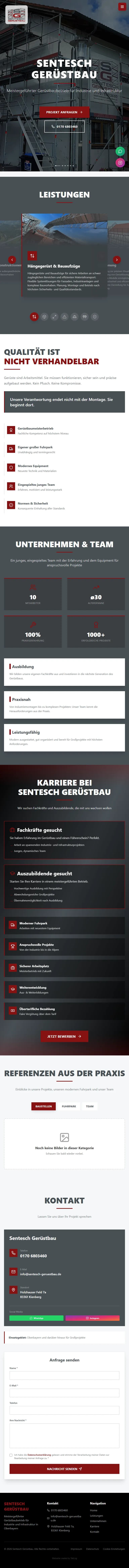 Sentesch Gerüstbau Tablet-Ansicht